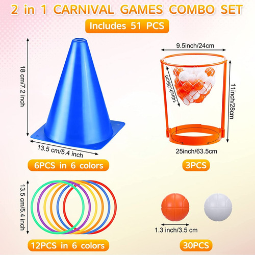Conos Aros Baloncesto Diadema Pelotas Juego Aire Libre 51pc