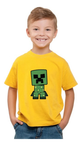 Polera Unisex Infantil Minecraft Game Creeper Solo Estampado