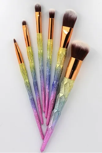 Set 6 Brochas Maquillaje Profesional Estilo Unicornio Set 6 Brochas Maquillaje Profesional Estilo Unicornio