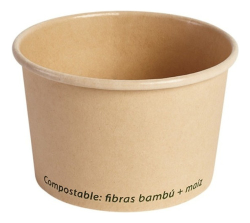 Envase 5 Oz Para Helado Biodegradable De Bambu Con 100 Pzas