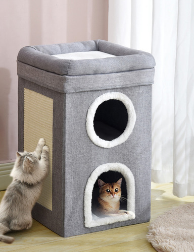 Cama Cucha Terrapet plegable rascador para gatos y perros pequeños color gris