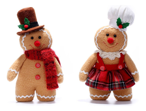 2 Pcs Galletas De Jengibre Navidad,divertidas De Peluche [u]