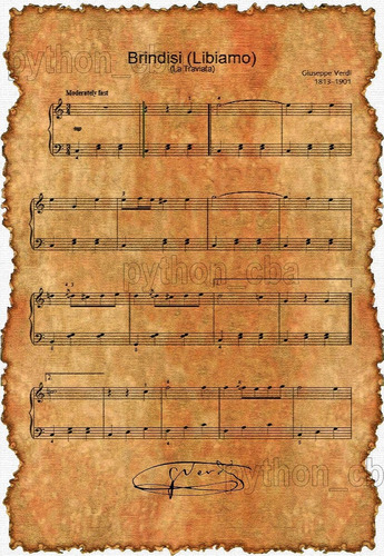 Cuadro Pergamino De Partituras De Las Obras Giuseppe Verdi
