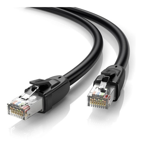 Cable Red Ugreen Nw121 Cat8 Chapeado De Oro 5 Metros Negro