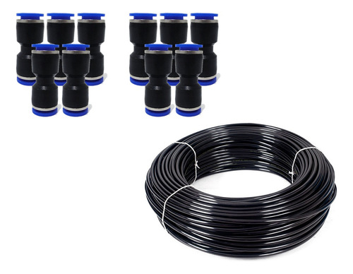 Kit Rodoar C/10 Engate De 6mm Rapido E 25 Mts Mangueira 6mm