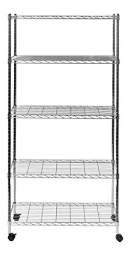 Estantería De Acero Color Plateado/5 Niveles De 30 X 14 in.