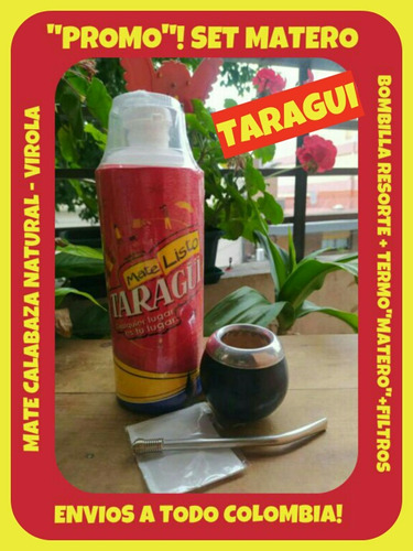  Promo Taragui !set Mate!mate Calabaza+bombilla+termo+filtro