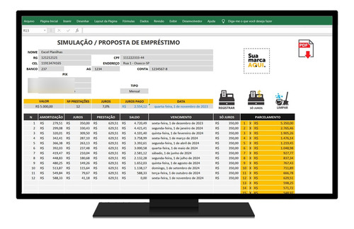 Planilha Controle De Empréstimo / Agiota Com Dash E Clientes