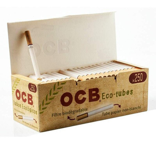 Imagem 1 de 4 de Tubo Papel Cigarro Ocb Orgânico Com Filtro Caixa Com 250