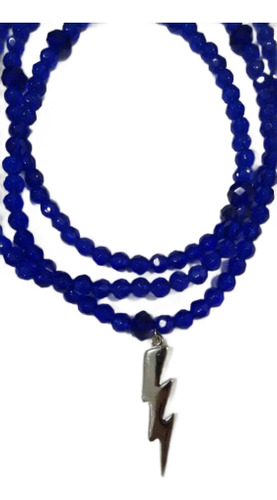 Guia Fio De Cristal Iansã Azul Escuro 60cm Umbanda Candomblé