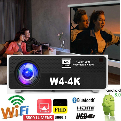 Proyector Led W4-4k 6800 Lum 1080p Nativo 4k Android Netflix