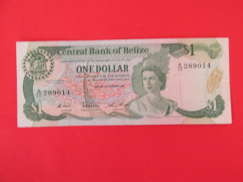 Billete Banco Belize Colonia Inglesa 1 Dolar Año 1987 Escaso