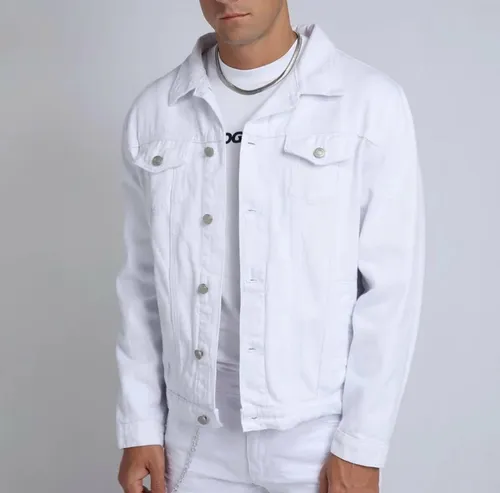 Chaqueta mezclilla online blanca hombre