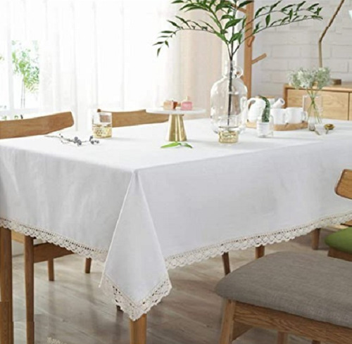 Mantel Lino Sermat Mesa Ovalada Con Encaje 8sillas 250x150cm