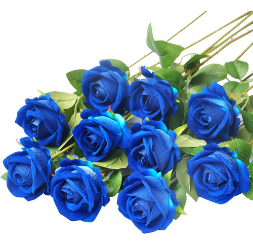 Vixploy 10 Rosas Artificiales Con Tallo Para Decoración De.