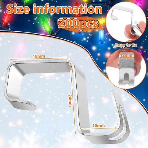 Ganchos De Canalón Para Luces De Navidad 200 Unidades