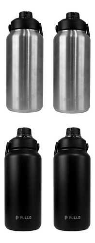 Kit 4 Garrafas Térmica Pullo Vetta 1300ml Preto E Inox Cor Preto-prata