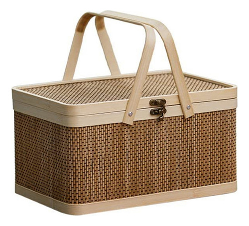 Cesta De Bambú Cesta Tejida Natural Picnic De Bambú B
