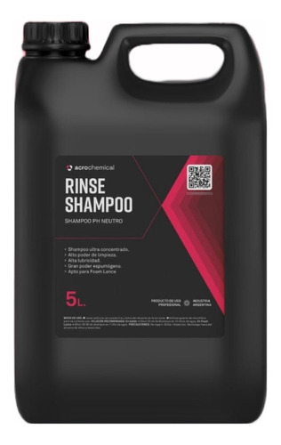 Acrochemical Rinse Shampoo Lava Autos Ph Neutro Concentrado