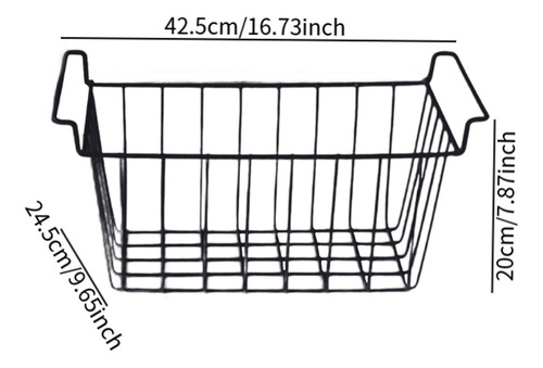 2 Peças Cesta De Freezer Refrigerador 42,5cmx24,5cmx20cm