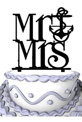 Meijiafei Script Mr. Mrs Anchor Wedding Cake Topper Evhqm