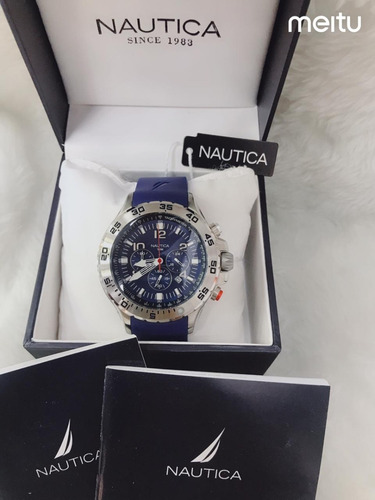 Relógio Real Nautica Azul Pulseira Borracha Promocional