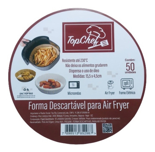 Protetor Fritadeira Airfryer 20 Cm 100 Papéis Descartáveis