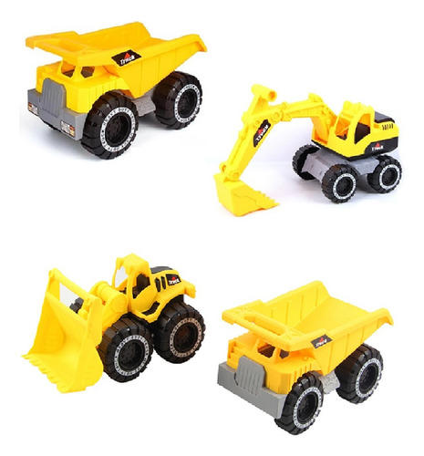 Set 4 Carritos Gruas Camionsito Construccion Tractor Juguete