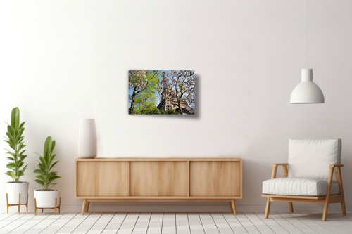 Cuadro Canvas Bastidor Foto Torre Eiffel En Primavera 67x100 Multicolor Bastidor