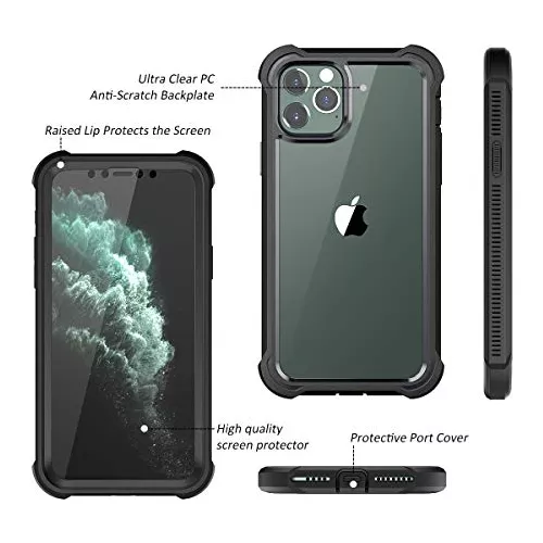 Dexnor Funda para iPhone 11 con protector de pantalla, transparente,  resistente 360, protección de cuerpo completo, a prueba de golpes, parte  trasera