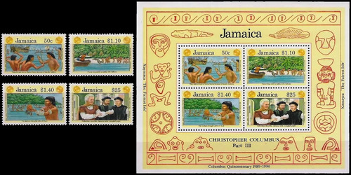 Descubrimiento América 3 - Jamaica 1991 - Serie + Block Mint