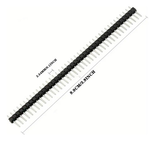 200 Piezas Tira De 40 Pines Macho Recto Cuadrados Pcb 2.54mm