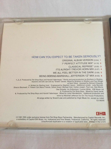 Pet Shop Boys How Can You Expect To Be Taken Seriously? Cd M (Usado)
