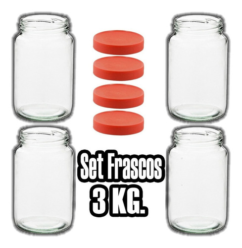 Set 12 Frascos De Vidrio Tarro Fermentacion Tapa A Rosca 3kg