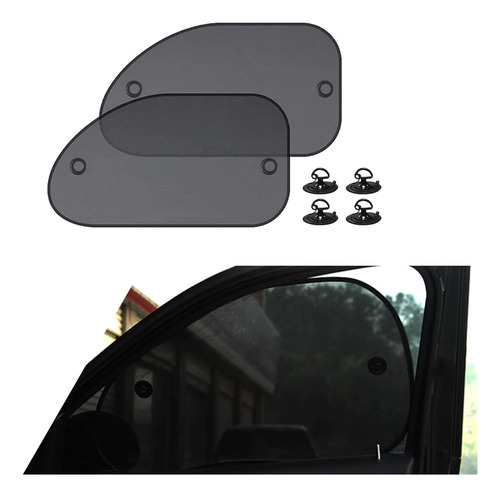 2 Pcs Car Front Side Window Sunshade Net,   X   Suction Cup 