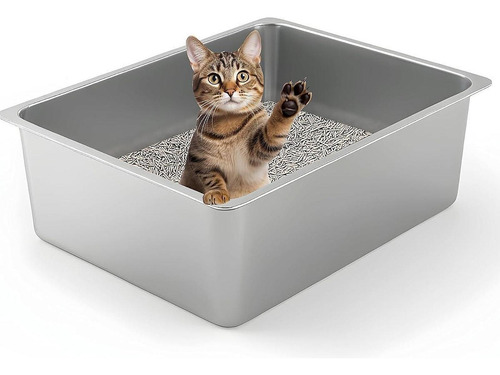 Caja De Arena Para Gatos, Inodoro Abierto 60cmx40cmx15cm
