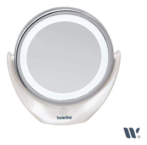 Howlite Espejo Recargable Maquillaje Con Luz Led Doble Vista Marco Plateado