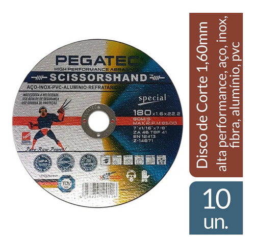 Disco De Corte Inox Scissorshand Pegatec 7 X 1,60mm 10 Un.