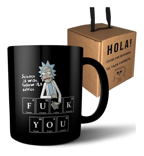 Taza De Cerámica Negra - Rick And Morty - Science