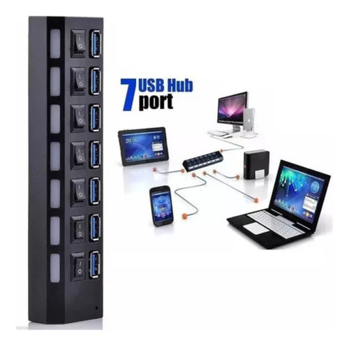 Hub 7 Puertos Multi Usb 2.0 Indicador Luz