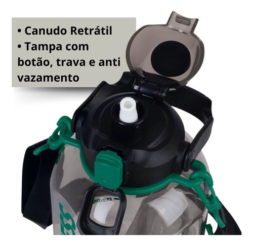 Garrafa 1,8l Alça Suporta Celular + Garrafa 750ml Com Capa