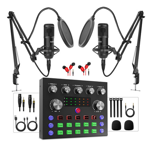 Paquete De Equipos De Podcast Andtree Para 2 Con Interfaz De