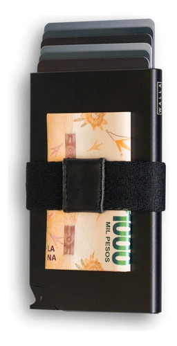 Imagen 1 de 10 de Tarjetero Card Slider Walla Wallets Black - Proteccion Rfid