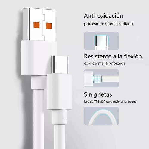 6a Cable 1.5m Tipo C Para Xiaomi Poco Súper Carga Rápid 2pzs