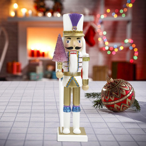 2 Uds. Cascanueces De Madera Para Navidad, Adorno De Violeta