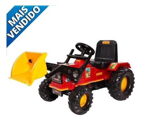 Trator Fazendeiro 2 A 5 Anos Farmer Vermelho Pá Pedal Buzina