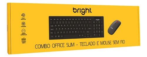 Teclado C/ Teclas Numéricas E Mouse S/ Fio Bright Usb Slim