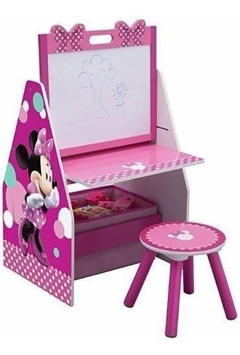 Escritorio Con Silla Caballete Organizador Juguetes Minnie