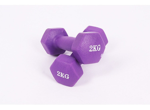 Imagen 2 de 3 de Mancuerna Pesas Gym Ejercicios Vinil 2 Kg C/u = 4 Kg Fitness