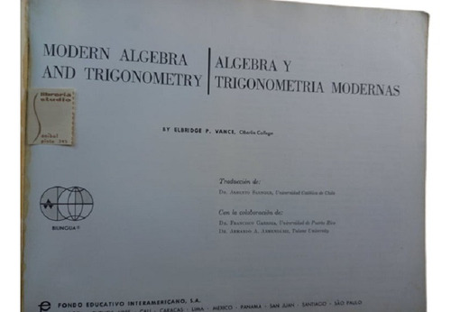 Libro Algebra Trigonometría Modernas Bilingue Año 1970 (Usado)